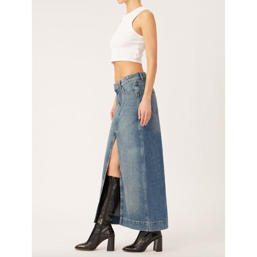 DL1961 Asra Denim Maxi Skirt Aged Mid Womens Size 25